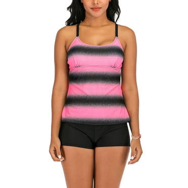 FARYSAYS Womens Color Block Tankini Swimdress with Boyshorts Two Piece Swimsuits Swimwear S-XXXL JS410680 